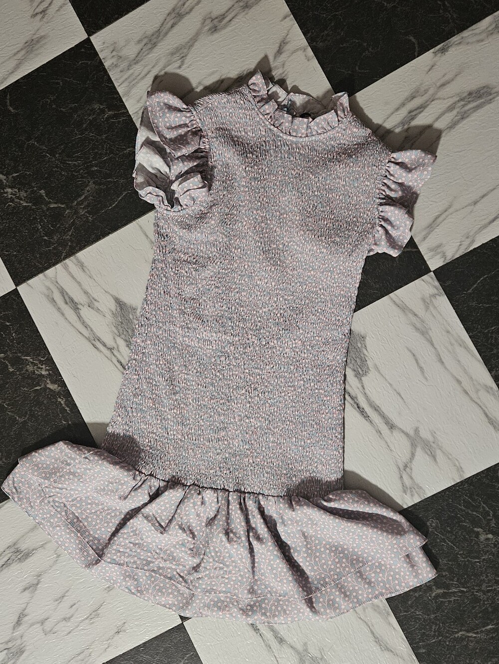 French Connection Lilac Speckled Ruffle Dress